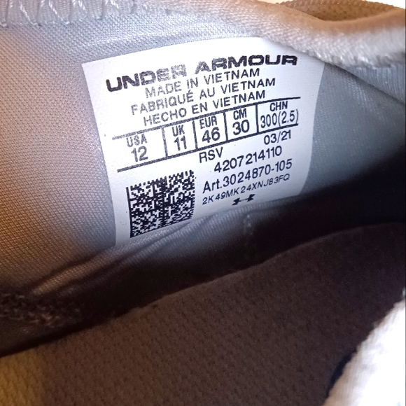 UNDER ARMOUR Mens UA Runplay Mod Gray White blue Running Shoe 12 sneakers tennis - Picture 8 of 8